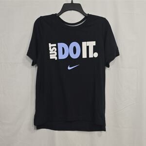 Nike Womens M Black Just Do It Graphic Crew Neck Short Sleeve Jersey T-Shirt